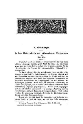 Zum Unterricht in der pädagogischen Psychologie : (Schluß)