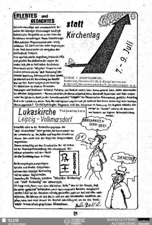 Erlebtes und Gedachtes statt Kirchentag