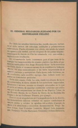 El General Melgarejo juzgado por un historiador chileno