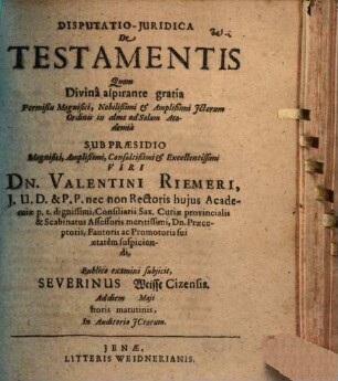 Disputatio-Iuridica De Testamentis