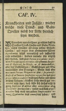 Cap. IV. Kranckheiten und Zufälle, wieder welche diese Trinck- und Bade-Quellen nebst der Lette dienlich seyn werden
