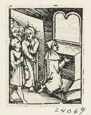 Gleichnis vom Pharisäer und dem Zöllner, Blatt 48 aus: "Postilla Guillermi super Epistolas et Euangelia", Basel 1515