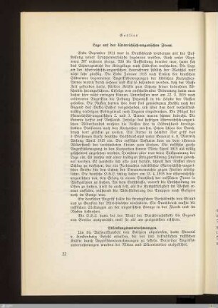 Lage auf der österreichisch-ungarischen Front