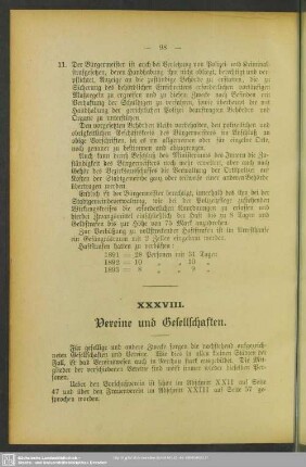 XXXVIII. Vereine und Gesellschaften