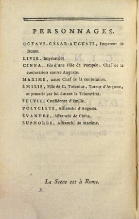 Cinna ou la clémence d'Auguste : Tragédie