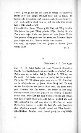 39 Wandsbeck, d. 8. Juli 1799.