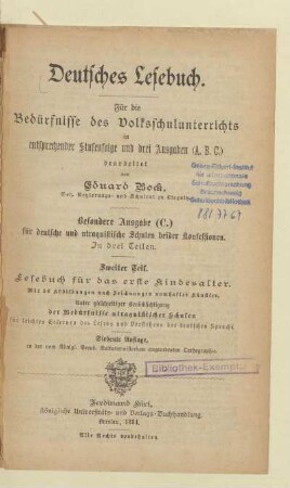 Teil 2, [Schülerband]: Lesebuch für das erste Kindesalter : für die Bedürfnisse des Volksschulunterrichts in entsprechender Stufenfolge und drei Ausgaben (A. B. C.)