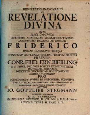 Diss. inaug. de revelatione divina