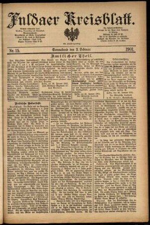 Erste Ausgabe vom Samstag, den 02. Februar 1901.