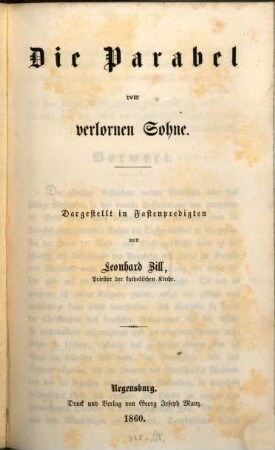 Die Parabel vom verlornen Sohne : dargestellt in Fastenpredigten