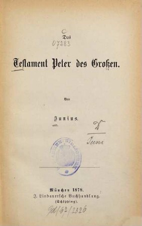 Das Testament Peters des Großen