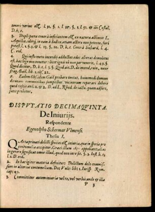 Disputatio Decimaquinta.