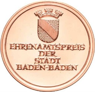 Medaille von Victor Huster auf den Stadtehrenamtspreis von Baden-Baden