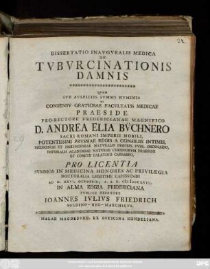 Dissertatio Inavgvralis Medica De Tvbvrcinationis Damnis