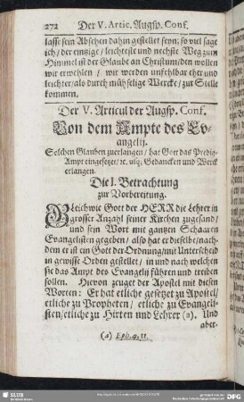 Der V. Articul der Augsp. Conf. Von dem Ampte des Evangelij