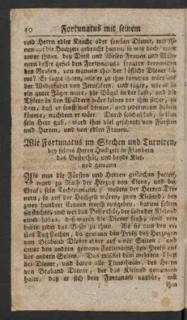 Wie Fortunatus im Stechen und Turniren ... beyde Kleinod gewann.