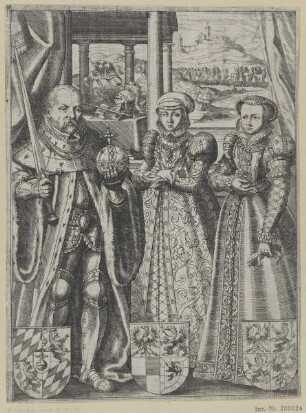 Gruppenbildnis des Fredericus III. mit seinen zwei Frauen