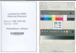 Entnazifizierung Wilhelm Weisselbaum , geb. 27.01.1903 (Postsekretaer)