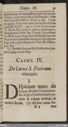 Caput. IV. De Coena S. Fratrum vinculo