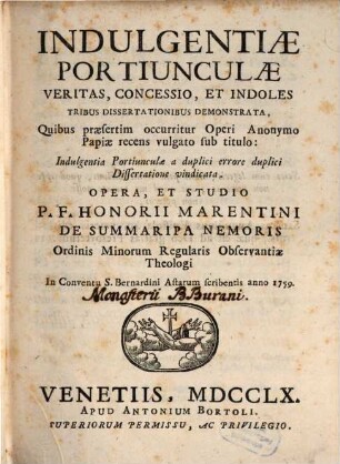 Indulgentiae Portiunculae veritas