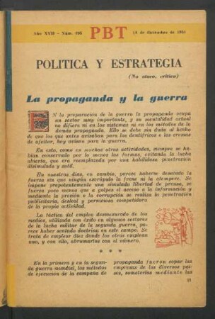 La propaganda y la guerra : Política y estrategia - (No ataco, crítico)
