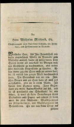 An Herrn Wilhelm Mitford, Esq. ...