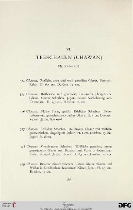 VI. Teeschalen (Nr. 374-401)
