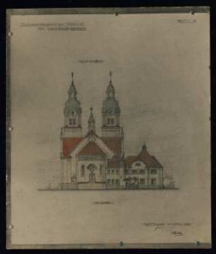 Projekt für eine Katholische Kirche, Berlin-Lankwitz: Entwurfszeichnung: Choransicht