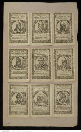 9 Papstporträts in Einzelblättern