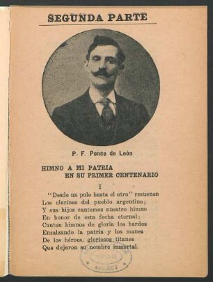 Himno a mi patria en su primer centenario
