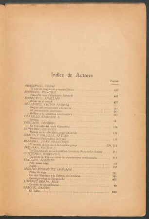 Indice de autores [del Año 10]