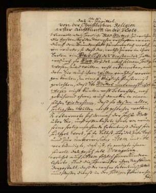 Das 2.te Kapittel. Von der christlichen Religion erster auffkunfft in der Welt