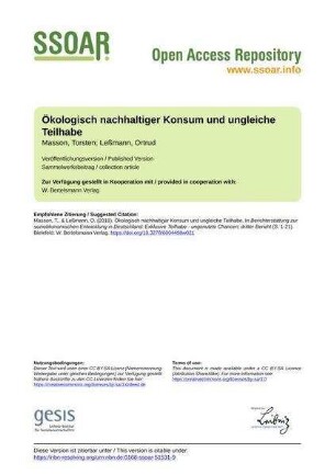 Ökologisch nachhaltiger Konsum und ungleiche Teilhabe