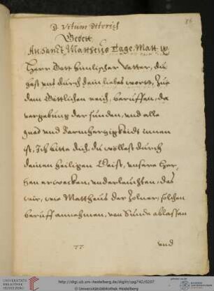 Gebete am St. Matthäustag