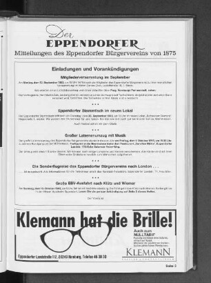 Der Eppendorfer Mitteilungen des Eppendorfer Bürgervereins von 1875