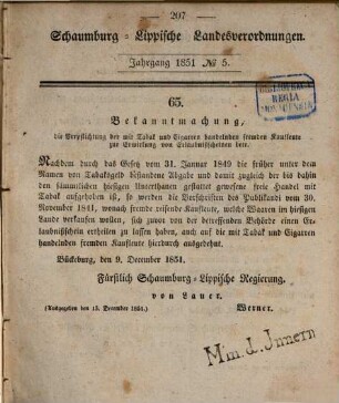 Schaumburg-Lippische Landesverordnungen. 6, 6. 1851/53