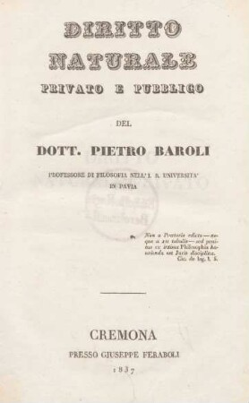 Vol. 2: Diritto naturale privato e pubblico