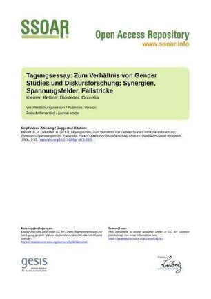 Tagungsessay: Zum Verhältnis von Gender Studies und Diskursforschung: Synergien, Spannungsfelder, Fallstricke