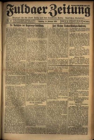 Erste Ausgabe vom Sonntag, den 24. Februar 1929.