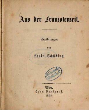 Aus der Franzosenzeit : Erzählungen