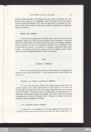 VII L'Islam à Médine