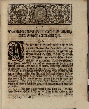 Die Andencken der Pommerischen Bekehrung durch Bischoff Otto von Bamberg anno 1124 verrichtet