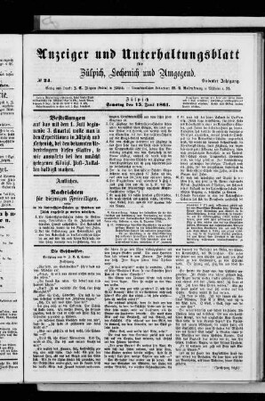 Anzeiger und Unterhaltungsblatt für Zülpich, Lechenich und Umgegend