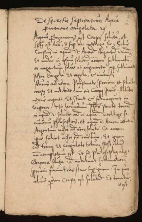 De secretis sapientum. Aqua permanens congelata