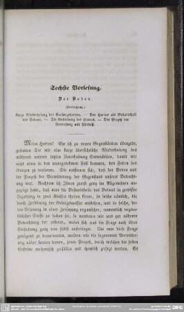 Sechste Vorlesung. Der Boden (Fortsetzung.)