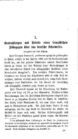 Beobachtungen und Urteile eines französischen Pädagogen über das deutsche Schulwesen