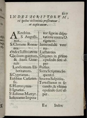 Index Scriptorum, ex quibus testimonia proferuntur, et explicantur.