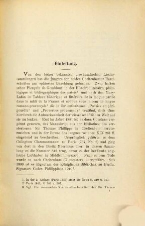 Die neuprovenzalischen Sprichwörter der jüngeren Cheltenhamer Liederhandschrift : Mit Einleitung und Uebersetzung zum ersten Male herausgegeben von Alfred Pillet