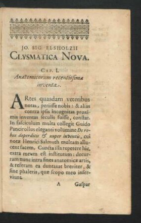Cap. I. Anatomicorum recentissima inventa.