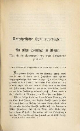 Katechetische Predigten, 2. Katechetische Cykluspredigten